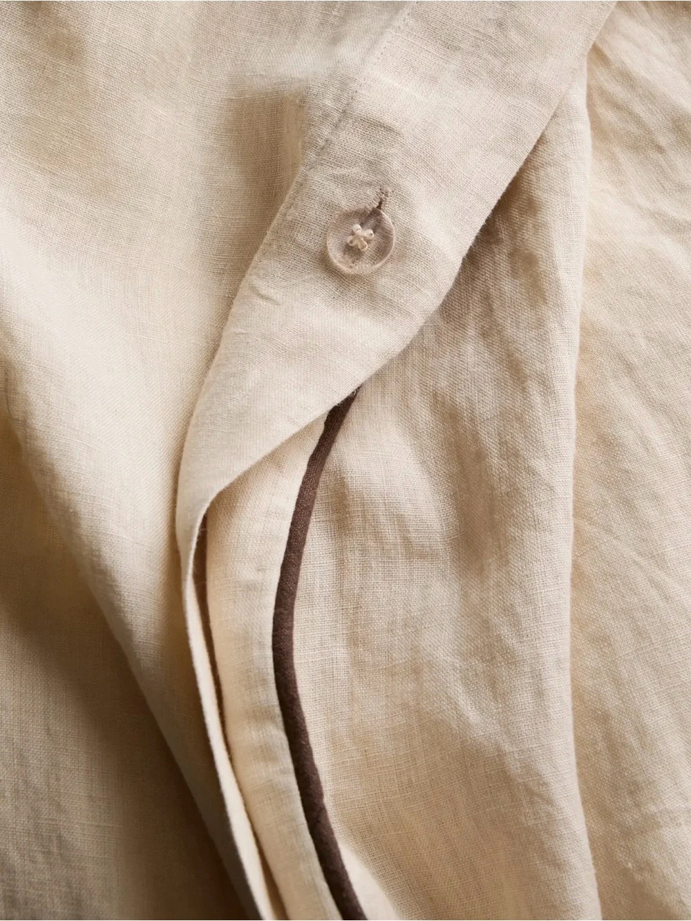 Quince European Linen Piped Duvet Cover Set - Twin
